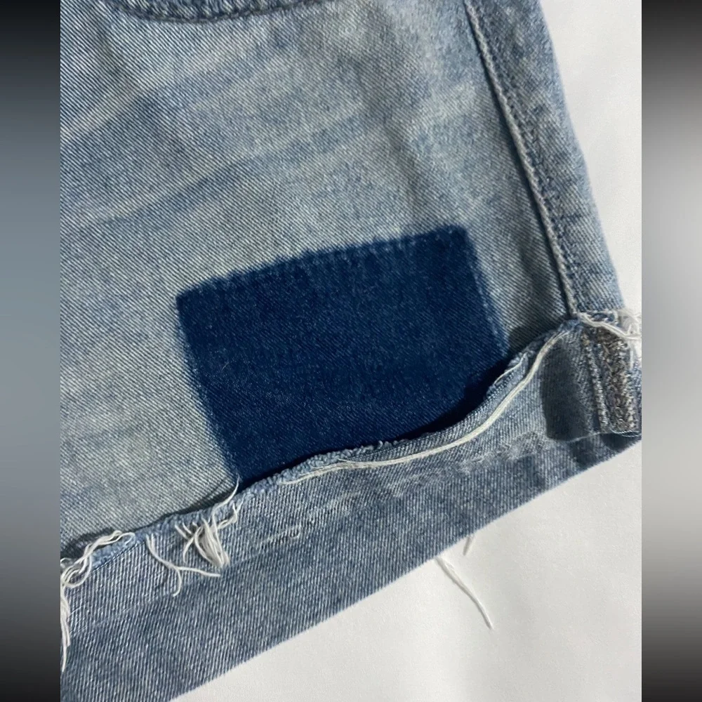 BDG High Rise Button Fly Distressed & Patched Tomgirl Jean Shorts